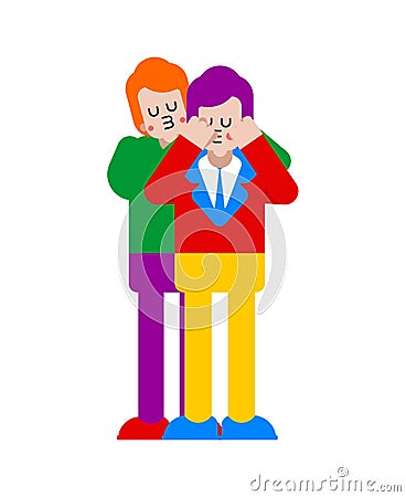 LGBT Lovers ame closes your eyes from behind. Loving couple Homosexual relationship. Romantic relationship. Love illustrationÂ 6 Vector Illustration